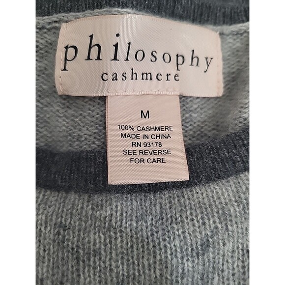 Philosophy Sweater Womens Medium Blue Gray Cashmere Striped Quiet Luxury Knit - Picture 6 of 6